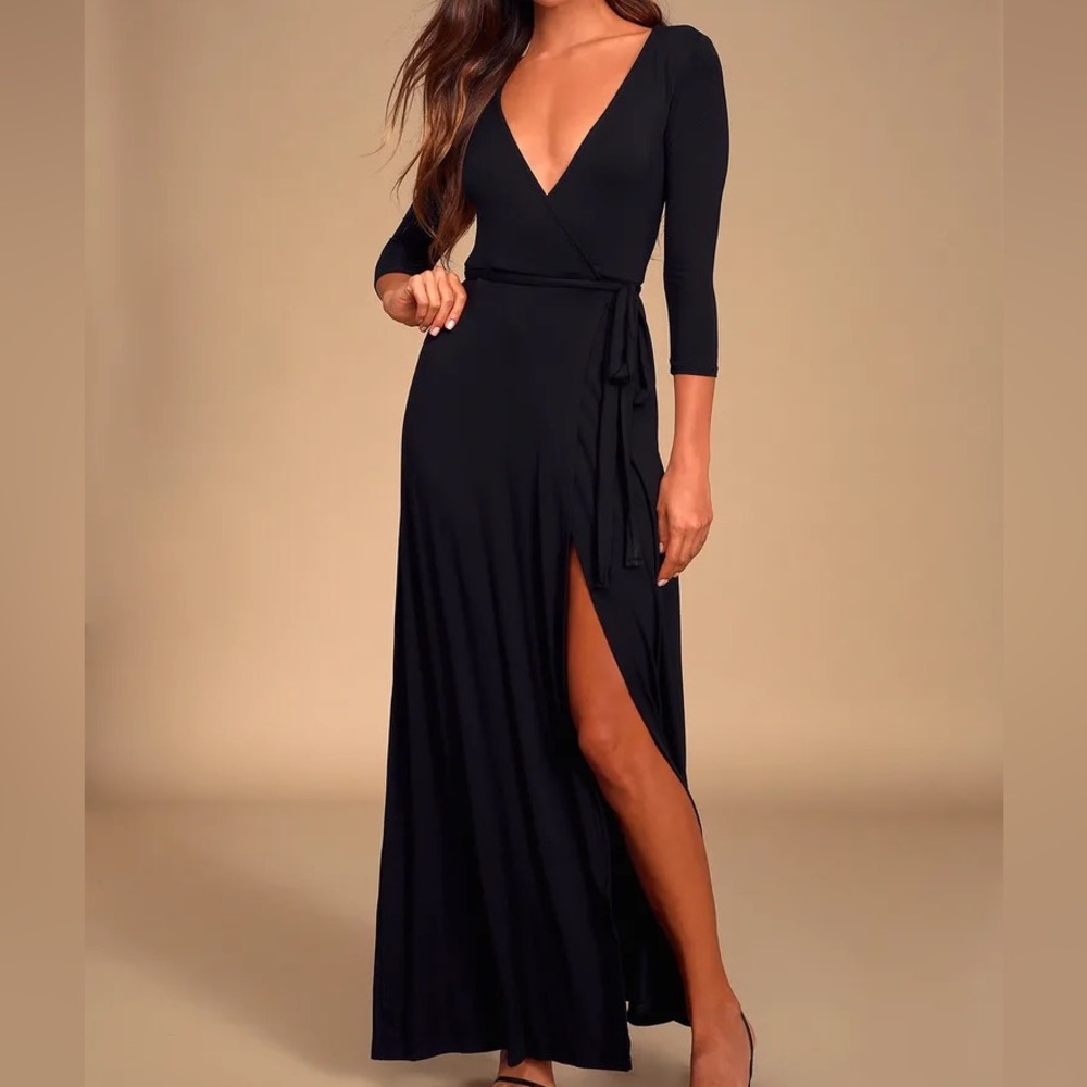 Lulu’s Garden District Black Wrap Maxi Dress
